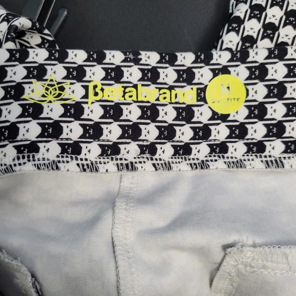 Betabrand Cat Print Pants Pull On Work Wear Quirky Ankle Size Med Petite - Picture 4 of 8
